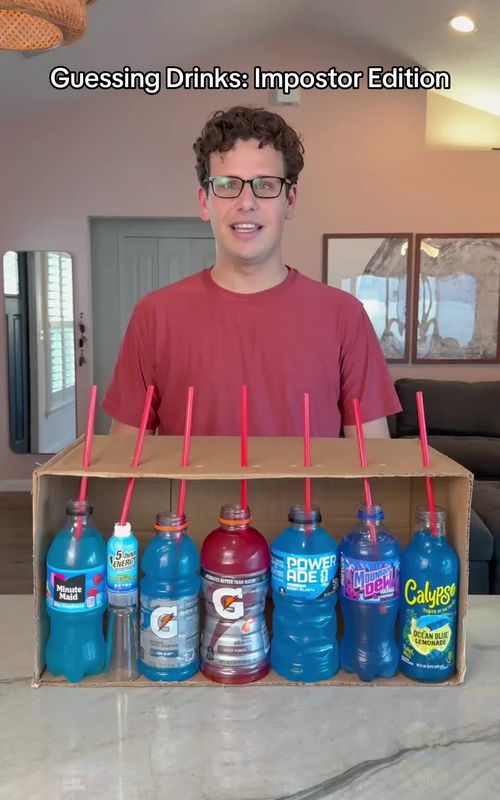 Can I guess 7 drinks (with one impostor) WITHOUT knowing what’s in the box??? 👀🍿🔥 #tastetest