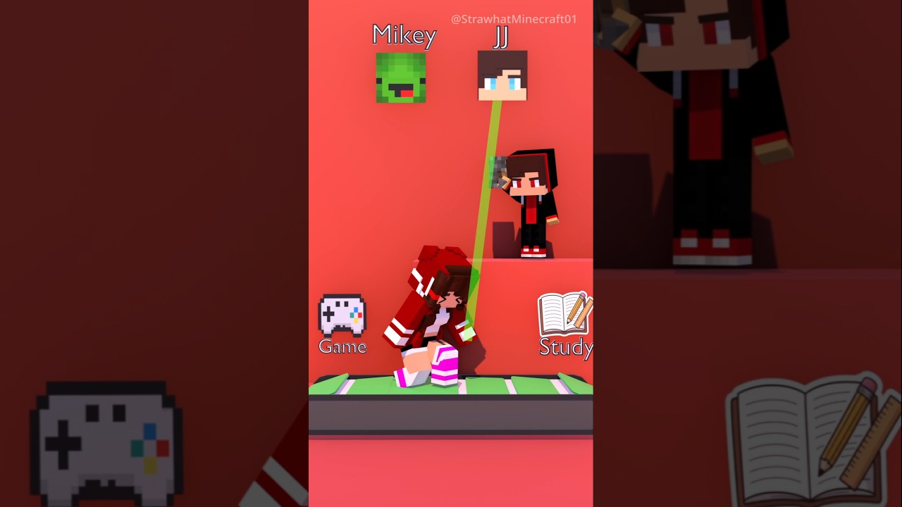 JJ Sister Choose Study or Game on Treadmill - MAIZEN Minecraft Animation #shorts