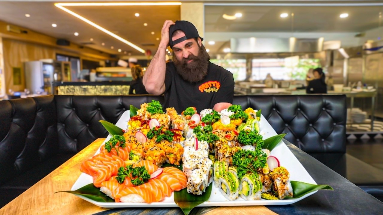 I ATTEMPTED ITALY'S UNBEATEN SUSHI CHALLENGE...GET $1 CASH FOR EVERY PIECE YOU EAT! | BeardMeatsFood