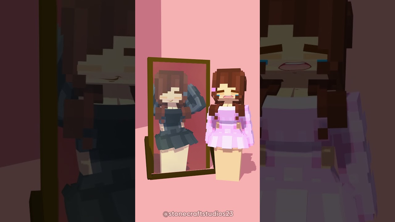 Jj sister and Dark Jj sister Mirror Sing 🎙️🤯🎶😍 -Minecraft Short Animation #trending #shorts